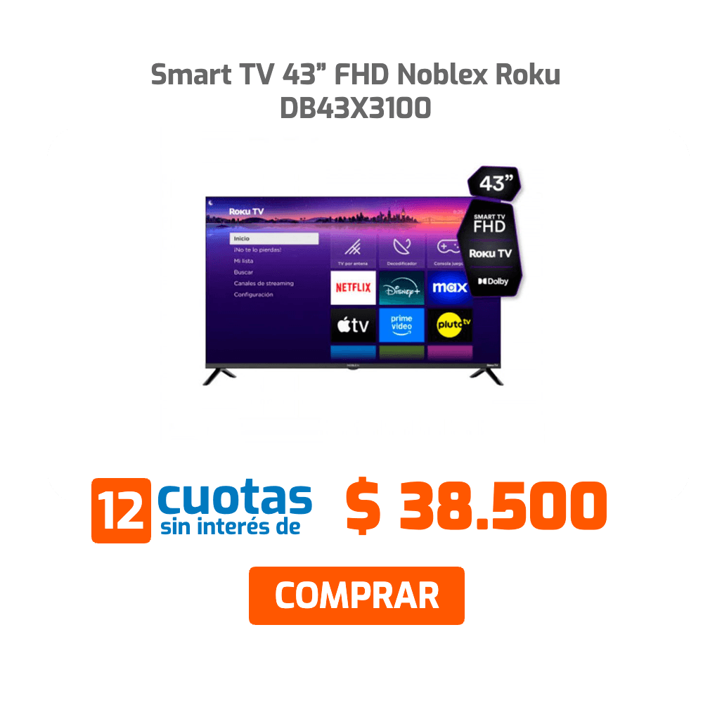 Smart TV 50” UHD 4K Noblex DR50X8580 12 cuotas sin interés de $50.000 COMPRAR